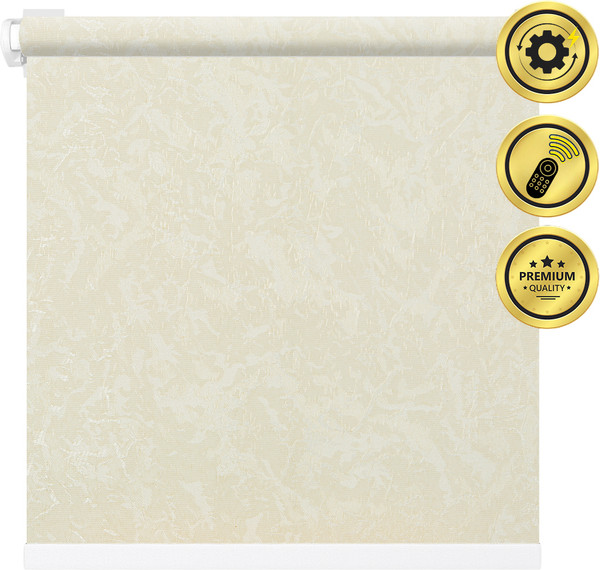 Изображение товара Рулонная электроштора НеоФьюжен Джерси 170х250 левая (светло-бежевый, белая фурнитура)