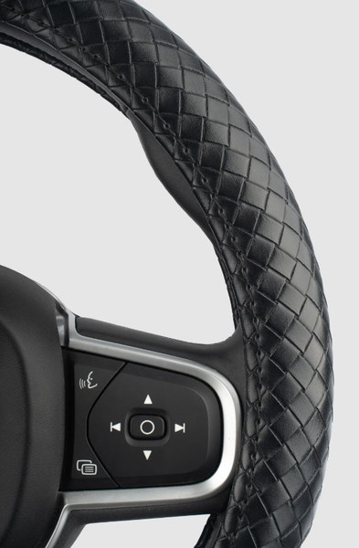 Изображение товара Оплетка на руль Migas 1 шов Тисненая Коса р. 37-39 / 007 (экокожа, черный)