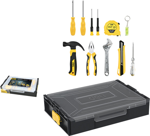 Изображение товара Универсальный набор инструментов Deli YS EDL1211 (11пр, кейс, черный/желтый)