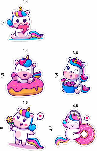 Изображение товара Набор наклеек Nalepking Кавайные единороги / RSTPA6_0249