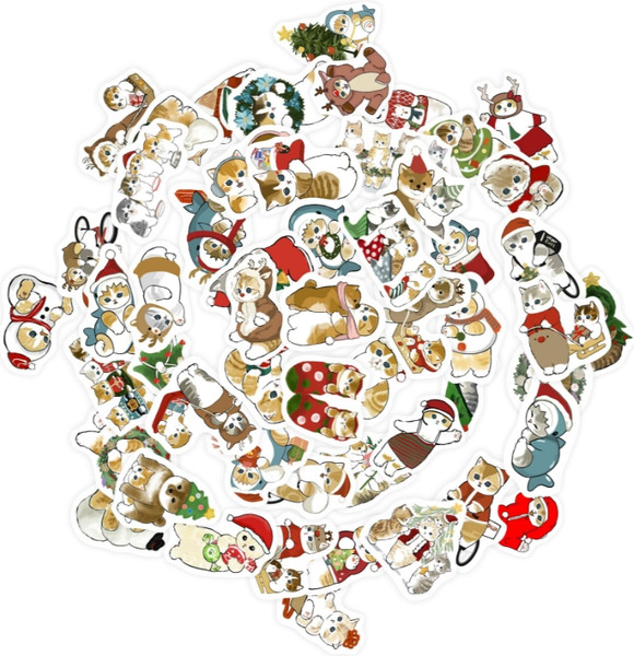 Изображение товара Набор наклеек Nalepking Кавайные коты. Новогодние / RSTPA6_05398