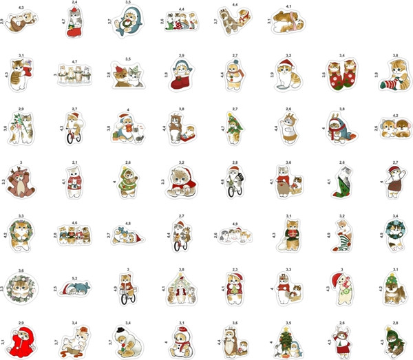 Изображение товара Набор наклеек Nalepking Кавайные коты. Новогодние / RSTPA6_05398
