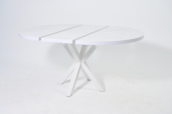 Изображение товара Обеденный стол Мир стульев Саен 24 100x100/38 (белый муар/жемчужный перито)