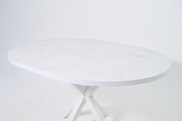 Изображение товара Обеденный стол Мир стульев Саен 24 100x100/38 (белый муар/жемчужный перито)