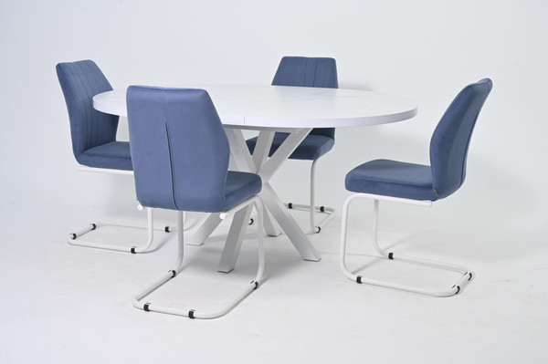 Изображение товара Обеденный стол Мир стульев Саен 24 100x100/38 (белый муар/жемчужный перито)