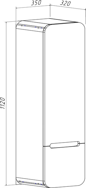 Изображение товара Шкаф-полупенал для ванной Runo Ницца 35 правый (подвесной, белый)