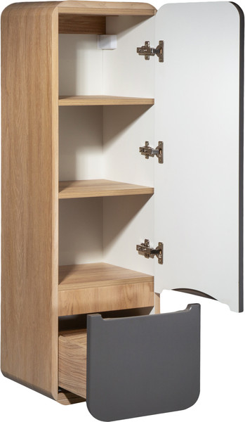 Изображение товара Шкаф-полупенал для ванной Runo Ницца 35 правый (подвесной, дуб натуральный/графит)