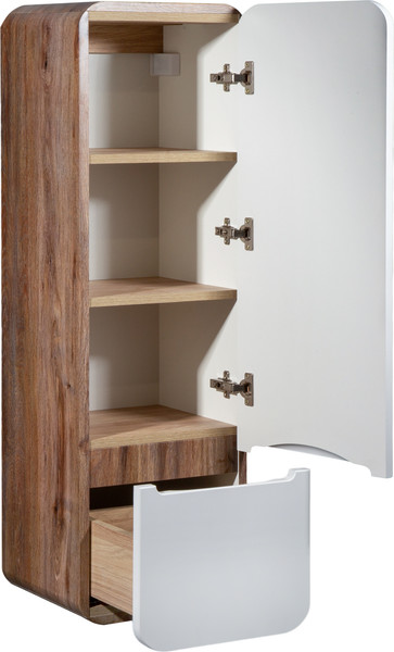 Изображение товара Шкаф-полупенал для ванной Runo Ницца 35 правый (подвесной, темное дерево/белый)