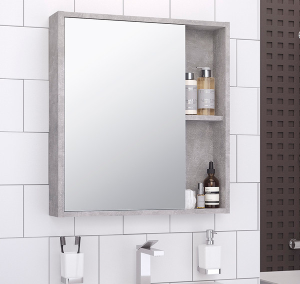 Изображение товара Шкаф с зеркалом для ванной Runo Эко 52 (серый бетон)