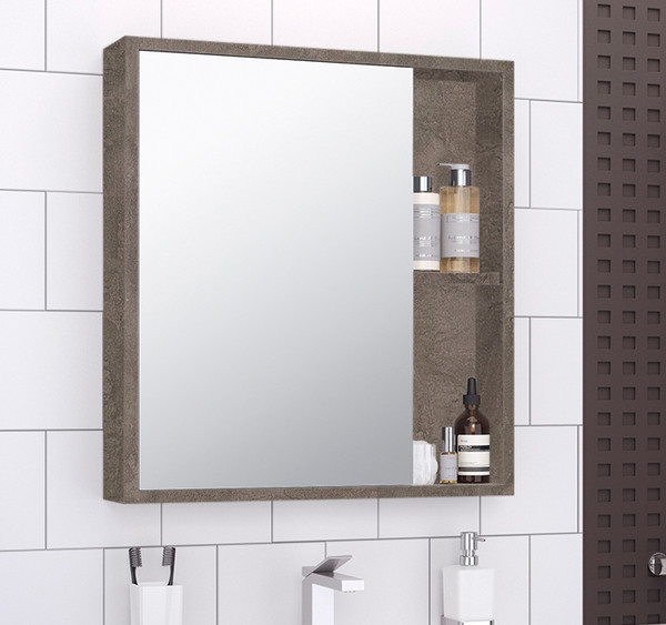 Изображение товара Шкаф с зеркалом для ванной Runo Эко 52 (железный камень)