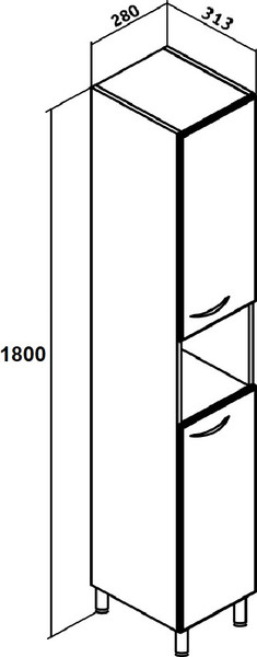 Изображение товара Шкаф-пенал для ванной Runo 28 (напольный)