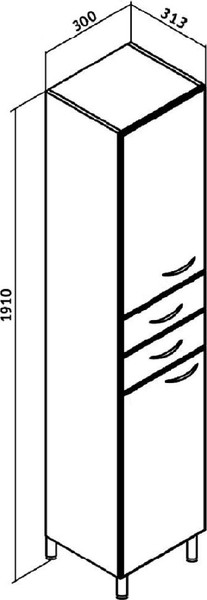 Изображение товара Шкаф-пенал для ванной Runo 30 левый (напольный)