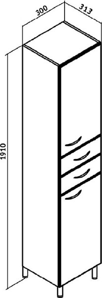 Изображение товара Шкаф-пенал для ванной Runo 30 правый (напольный)