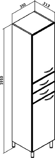 Изображение товара Шкаф-пенал для ванной Runo 35 левый (напольный)