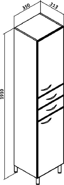 Изображение товара Шкаф-пенал для ванной Runo 35 правый (напольный)