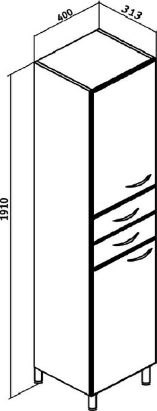 Изображение товара Шкаф-пенал для ванной Runo 40 левый (напольный)