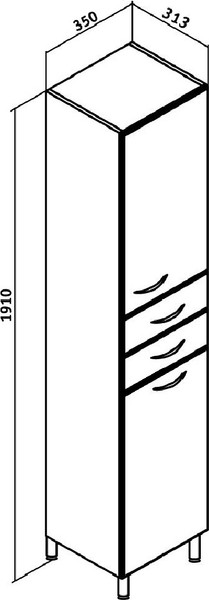 Изображение товара Шкаф-пенал для ванной Runo 35 правый с корзиной для белья (напольный)