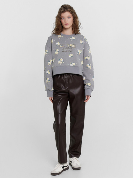 Изображение товара Свитшот Mark Formelle 122966 (р.164/170-104-110, цветы на сером/546-D вышивка)