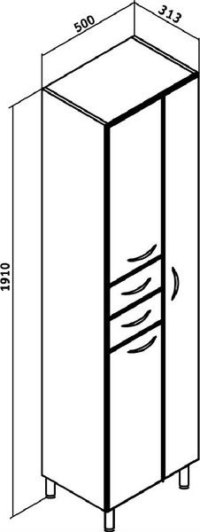 Изображение товара Шкаф-пенал для ванной Runo 50 правый (напольный)