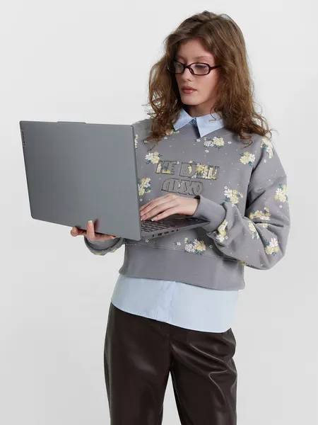 Изображение товара Свитшот Mark Formelle 122966 (р.164/170-96-102, цветы на сером/546-D вышивка)