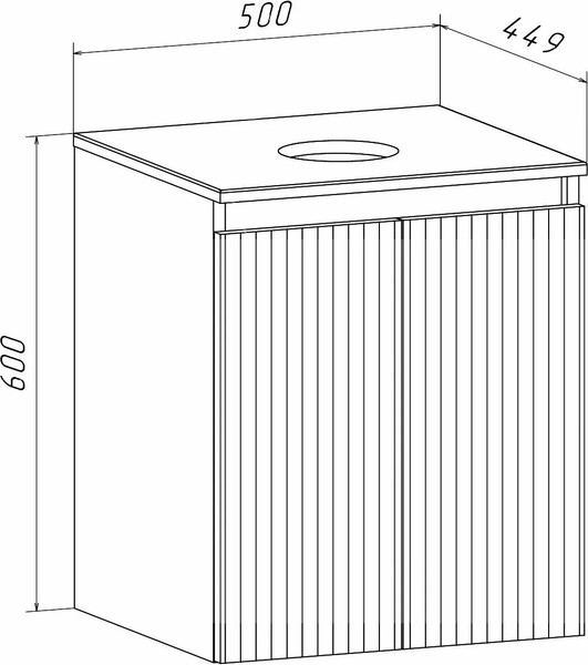 Изображение товара Тумба под умывальник Runo Соренто 50 вертикаль (подвесная, белый)
