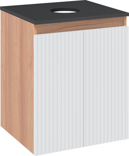 Изображение товара Тумба под умывальник Runo Соренто 50 вертикаль (подвесная, крафтовый дуб/белый/графит)