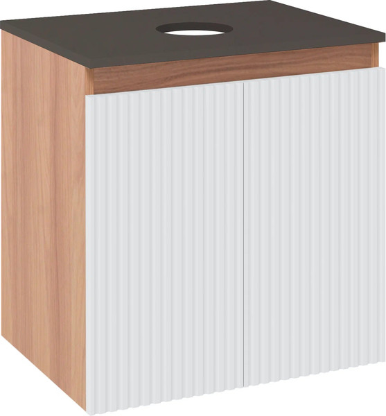 Изображение товара Тумба под умывальник Runo Соренто 60 вертикаль (подвесная, крафтовый дуб/белый/графит)