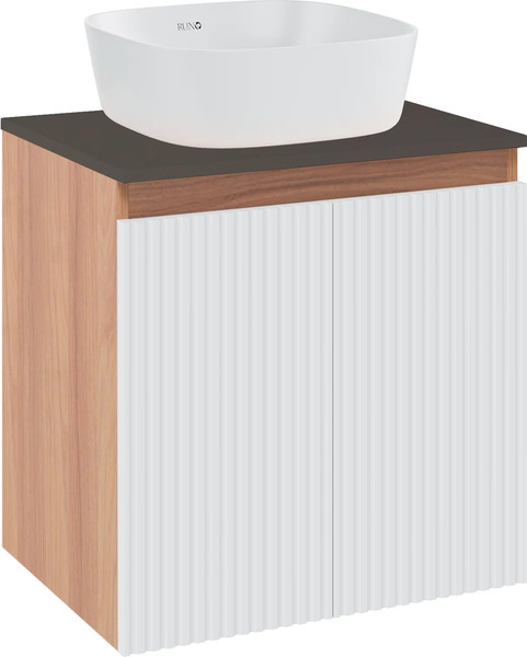Изображение товара Тумба под умывальник Runo Соренто 60 вертикаль (подвесная, крафтовый дуб/белый/графит)