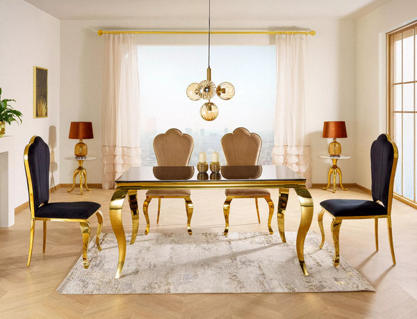 Изображение товара Обеденный стол Signal Prince 150x90 (черный/золотой)