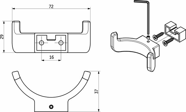 Изображение товара Крючок для одежды AKS Bar (черный матовый)