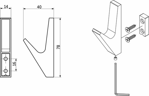 Изображение товара Крючок для одежды AKS Fix (черный матовый)