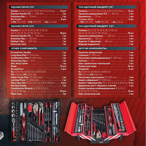 Изображение товара Универсальный набор инструментов ForceKraft FK-4087C (61965)