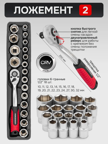 Изображение товара Универсальный набор инструментов ForceKraft FK-4087C (61965)