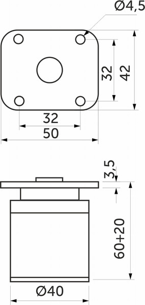 Изображение товара Опора мебельная AKS Dap-77 h60 с регулировкой (алюминий)