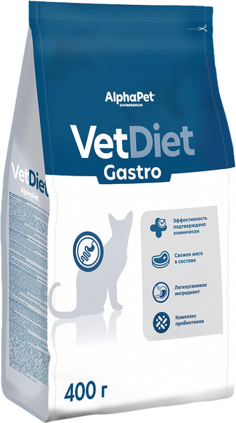 Изображение товара Сухой корм для кошек AlphaPet Vet Diet Gastro / 191327 (400г)