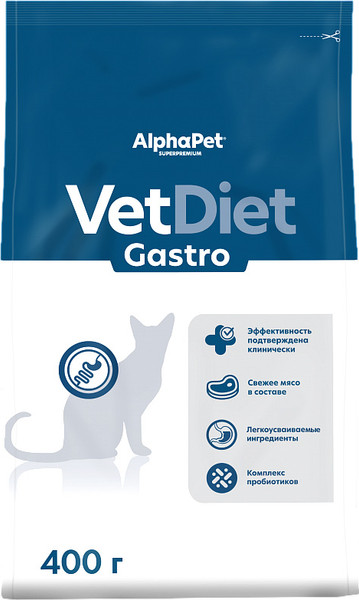 Изображение товара Сухой корм для кошек AlphaPet Vet Diet Gastro / 191327 (400г)