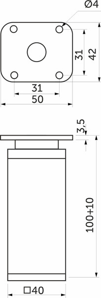 Изображение товара Опора мебельная AKS Dakp-27 h100 с регулировкой (хром)