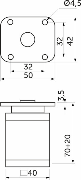 Изображение товара Опора мебельная AKS Dakp-27 h70 с регулировкой (мат.хром)