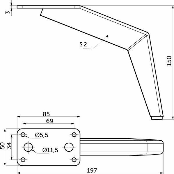 Изображение товара Опора мебельная AKS Bonda h150 (черный матовый)