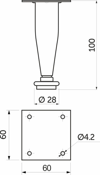 Изображение товара Опора мебельная AKS D-03 h100 (хром)