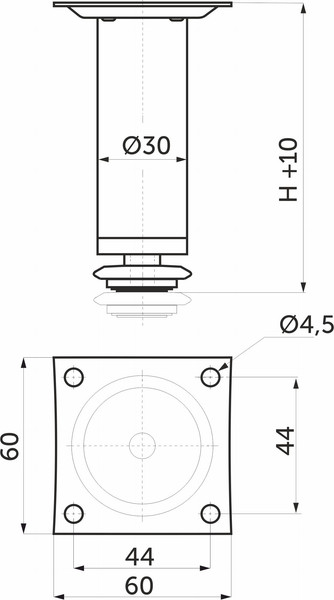 Изображение товара Опора мебельная AKS D-100 h100 с регулировкой (черный)