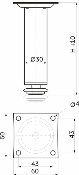 Изображение товара Опора мебельная AKS D-150 h150 с регулировкой (черный матовый)