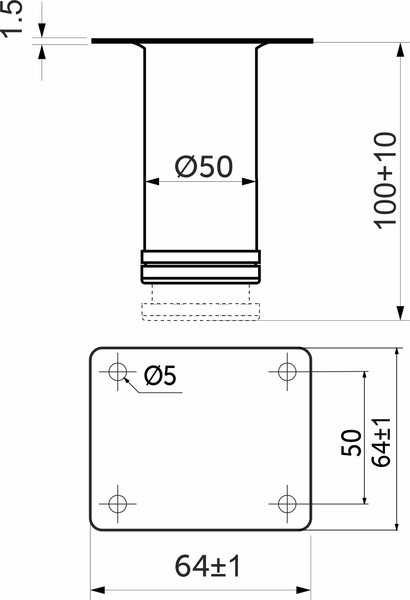 Изображение товара Опора мебельная AKS d50 h100 с регулировкой (черный)