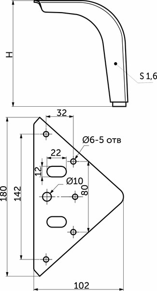 Изображение товара Опора мебельная AKS Deli h120 угловая (брашированное золото)