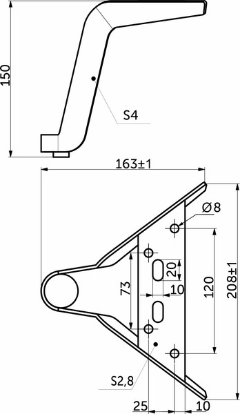 Изображение товара Опора мебельная AKS Mirage h150 угловая (черный муар)