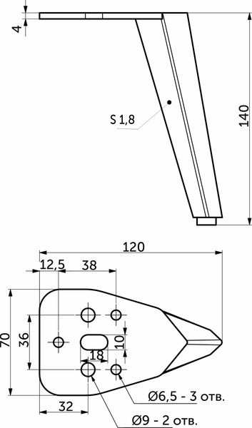 Изображение товара Опора мебельная AKS State h140 (брашированное золото)