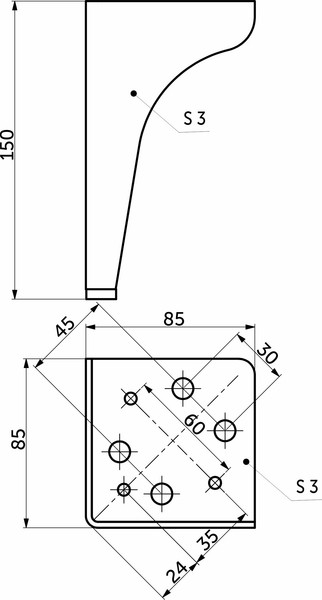 Изображение товара Опора мебельная AKS Stellar h150 угловая (матовый хром)