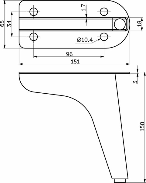 Изображение товара Опора мебельная AKS Strong h150 (черный матовый)