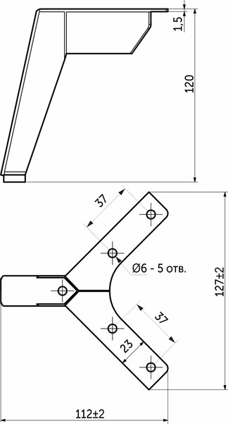 Изображение товара Опора мебельная AKS Triada h120 угловая (черный матовый)