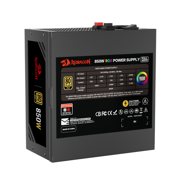 Изображение товара Блок питания для компьютера Redragon RGPS-850W RGB / 70655